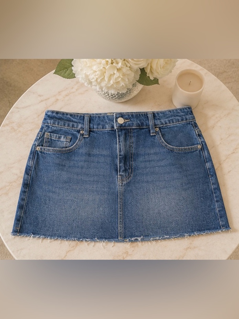 Denim Mini Skirt in Blue by